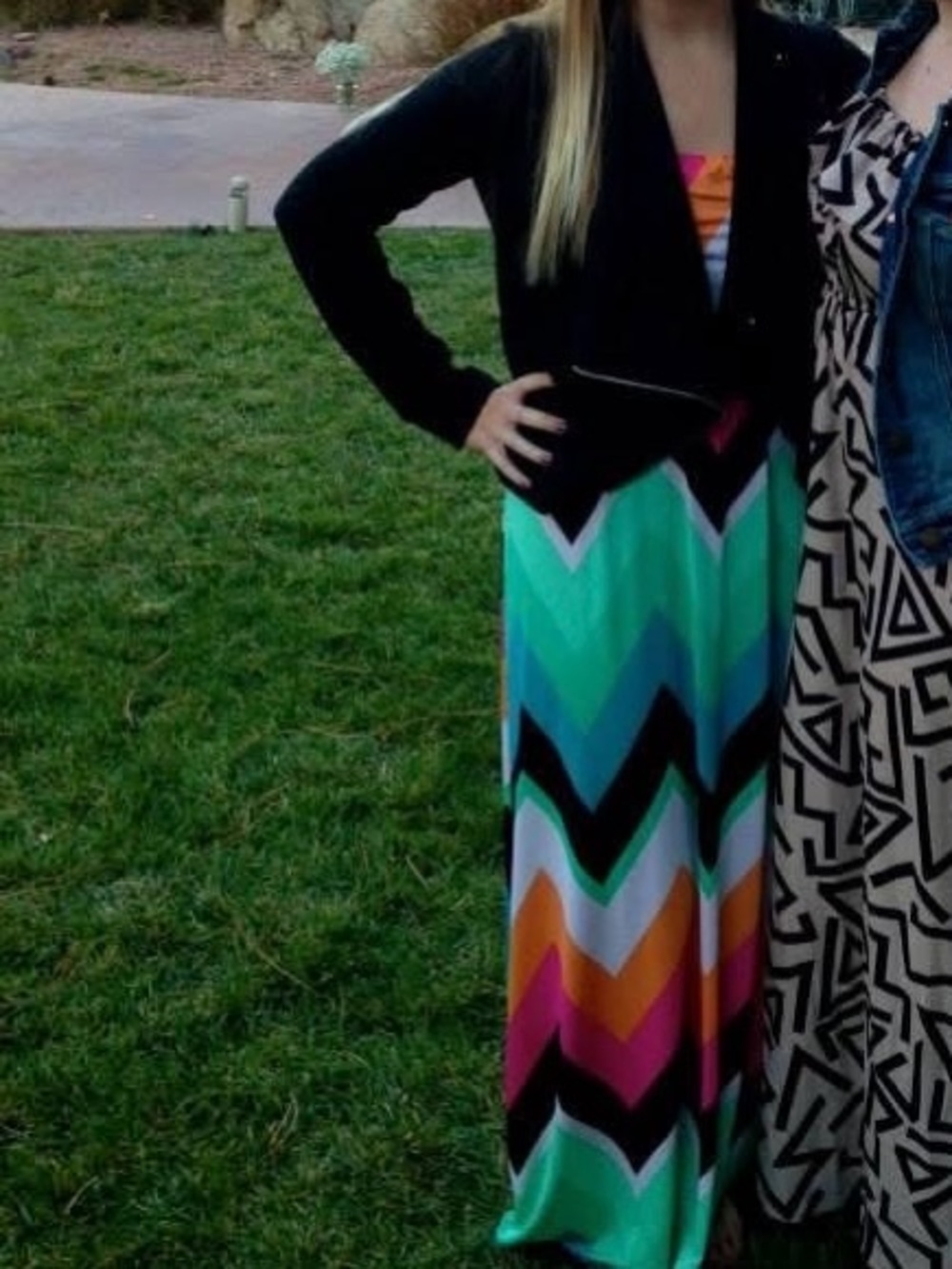 Multi-Color Chevron Maxi Skirt